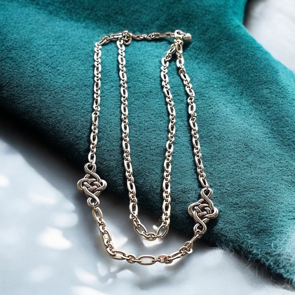 HTF BRIGHTON Celtic Interlok Knot Layer Silver Necklace EUC JL9450 - Picture 2 of 12